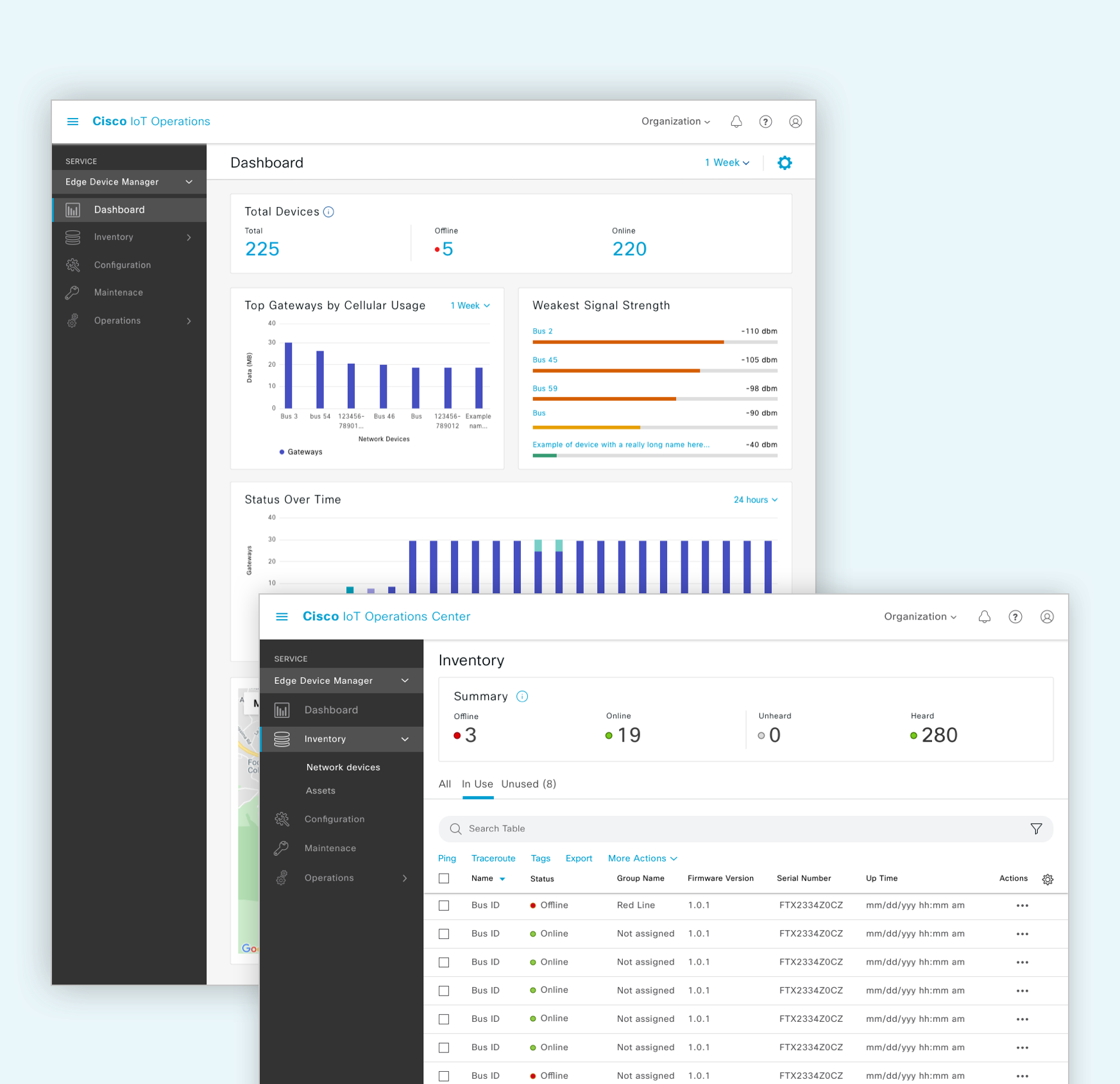 Edge Device Manager dashboard and device inventory